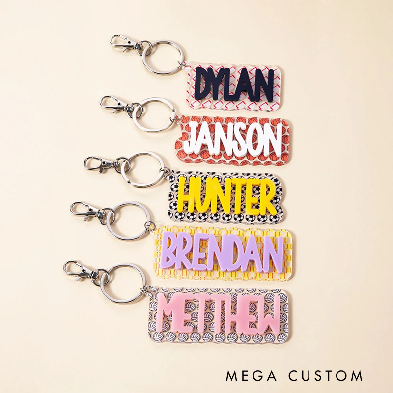 Personalized Volleyball Keychain Featuring Your Custom Name Design