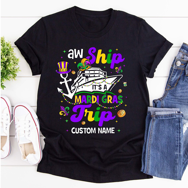 Personalized Mardi Gras Cruise Trip With Name Classic T-shirts Mardi Gras Vacation Mardi Gras Trip Apparel Cruise Lover Gift