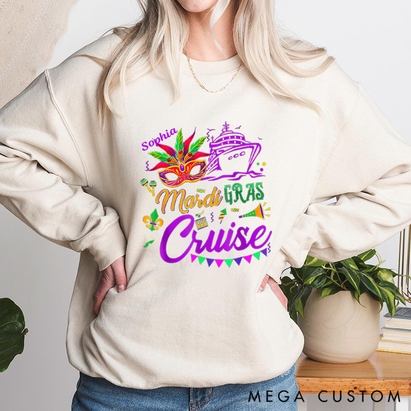Personalized Mardi Gras Cruise 2026 Classic Sweatshirt Mardi Gras Trip Apparel Cruise Lover Gift