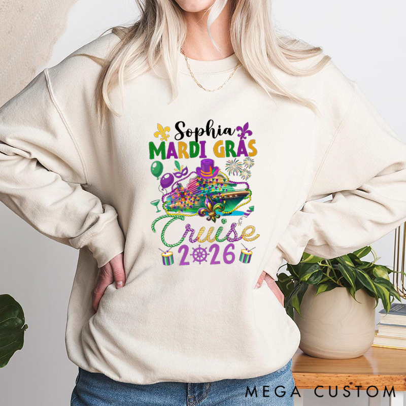 Personalized Mardi Gras Cruise 2026 Classic Sweatshirt for St Patricks Day Saint Patricks Cruise Mardi Gras Trip Apparel Cruise Lover Gift