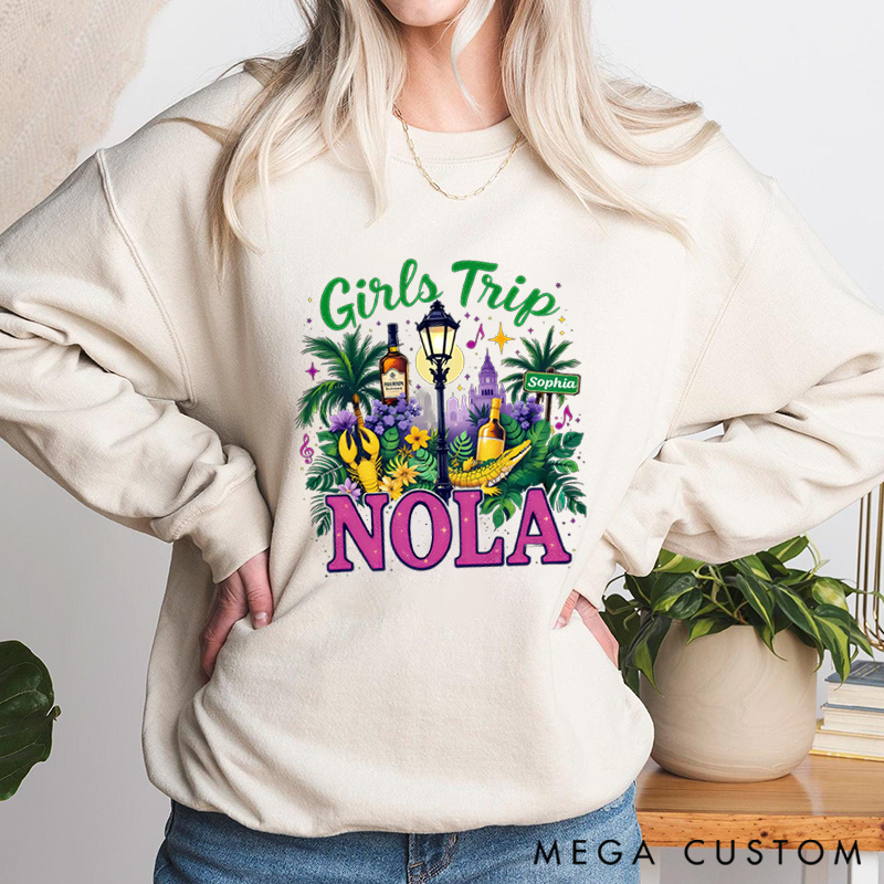 Personalized NOLA Girls Trip Classic Sweatshirt Girls Trip Shirt New Orleans Girls Weekend Trip Shirt Mardi Gras Trip Apparel Cruise Lover Gift
