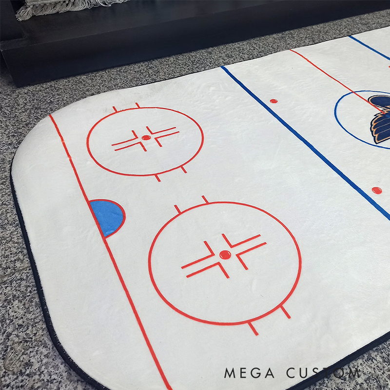 Personalized Hockey Rink Rug Custom Team Logo or Name Fun Play Mat for Kids to Inspire Creativity and Active Play  Gift For Ice Hockey Lovers