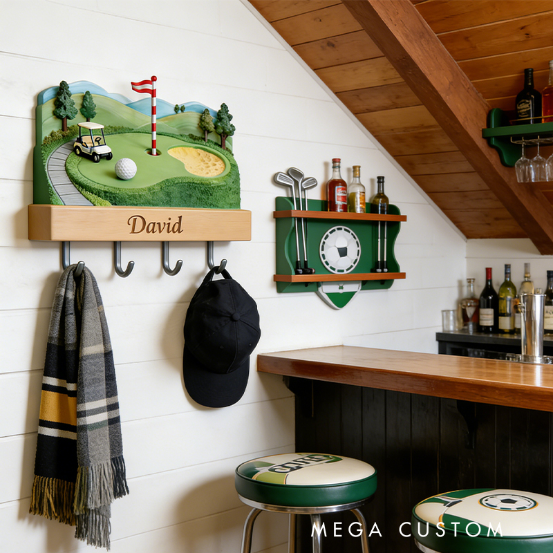 Personalized Golf Course 3D Printed Key Holder with Custom Name for Golf Lovers