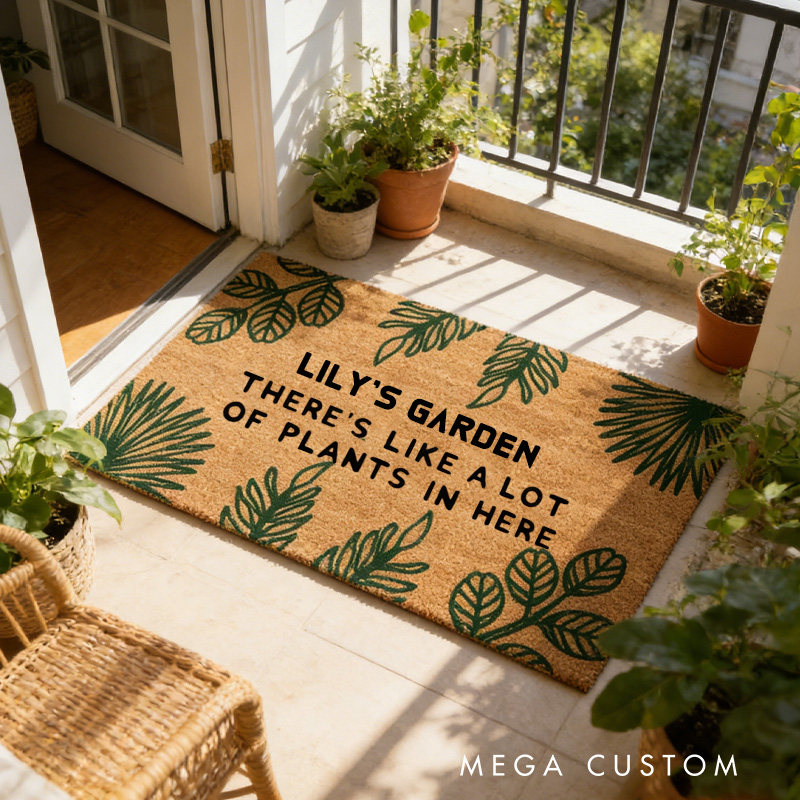 Personalized Grandma's Garden Love Grows Here Doormat Custom Birth Flower Welcome Mat with Name for Mom Grandma Gardening Lover Family Grandma