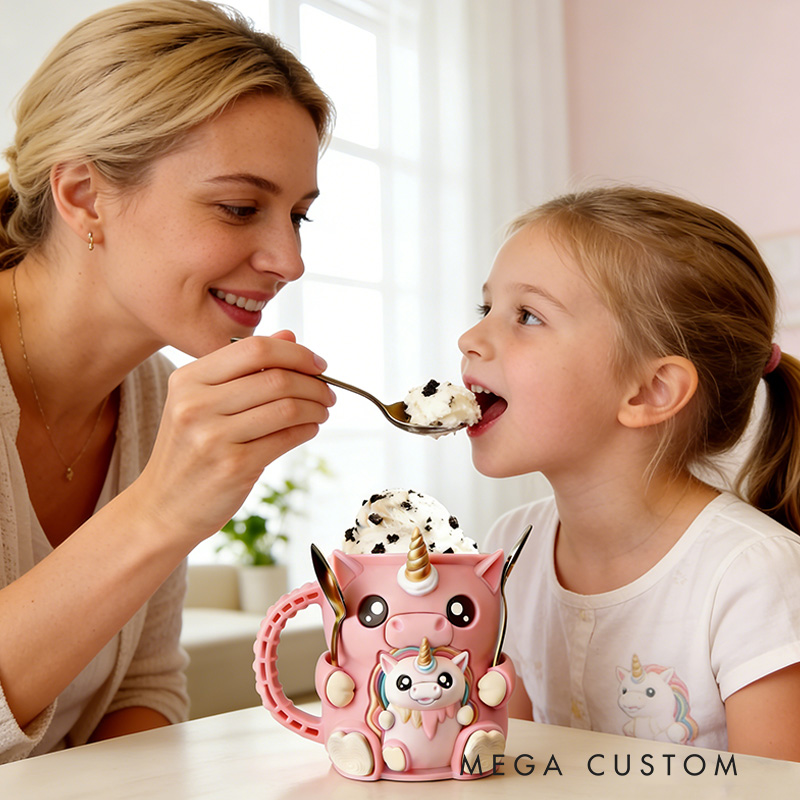 Personalized Dream Horse Ice Cream Cozy Pint Holder 3D Printed with Spoon Slots & Snack Drawer for Mom Kids Ice Cream Lover