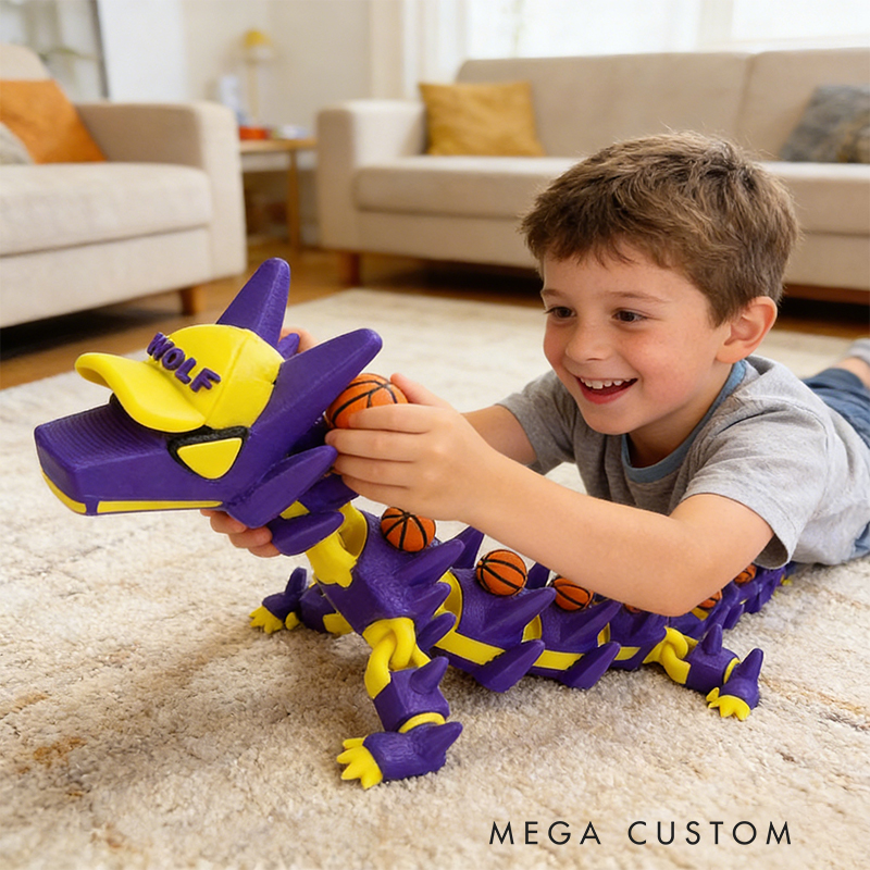 Personalized 3D Printed Basketball Dragon Toy with Custom Name and Number for Kids and Enthusiasts