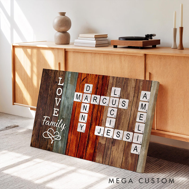  Personalized Family Wall Art Custom Family Name Crossword Canvas  Unique Name Sign Home Decor Gift Family Gift