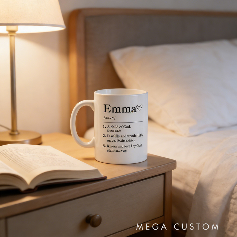 Personalized Name Definition A Child of God 11oz 15oz Ceramic Mug Bible Verses Coffee Cup Christian Drinkware Mug Religious Gift for Women Men
