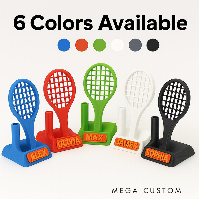 Personalized 3D Printed Tennis Desk Organizer with Phone Stand and Custom Name for Tennis Lovers