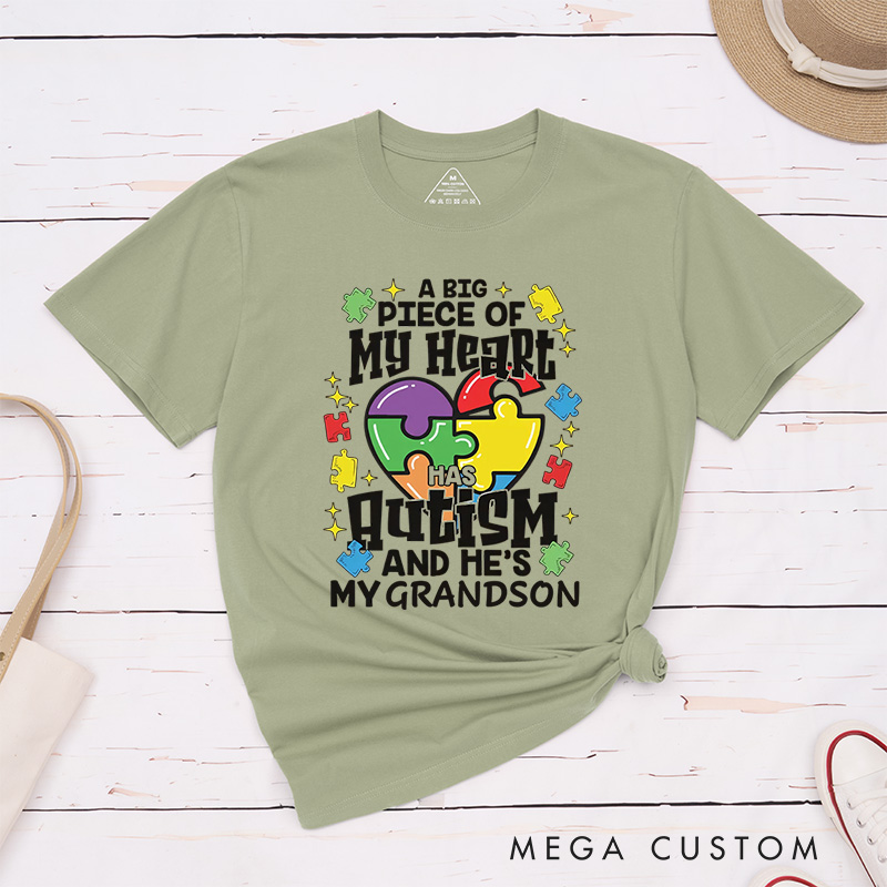 Personalized A Big Piece Of My Heart T-Shirt Autism Awareness Gift