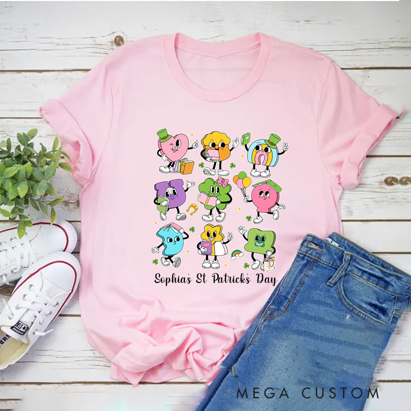 Personalized Reading Lucky Charms Classic T-Shirts Retro Bookish Shirt with Name for Book Lover Bookworm Girlfriend Wife Women Gift