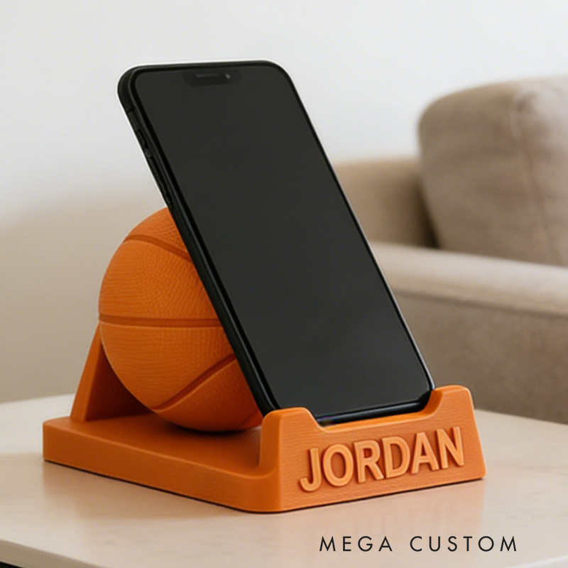 Personalized 3D Printed Basketball Phone Stand with Custom Name for Players and Enthusiasts