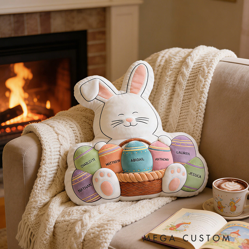 Personalized Easter Family Pillow Custom Name Pillow for Girls Kids Family Gift