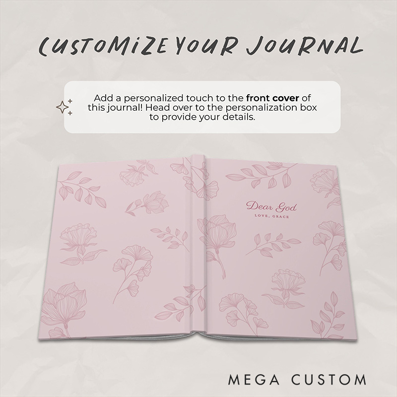 Personalized Dear God A5 Prayer Journal or Bible Study Notebook with Custom Name for Her Sermon Notes Gift for Christian Religious Gift for Women
