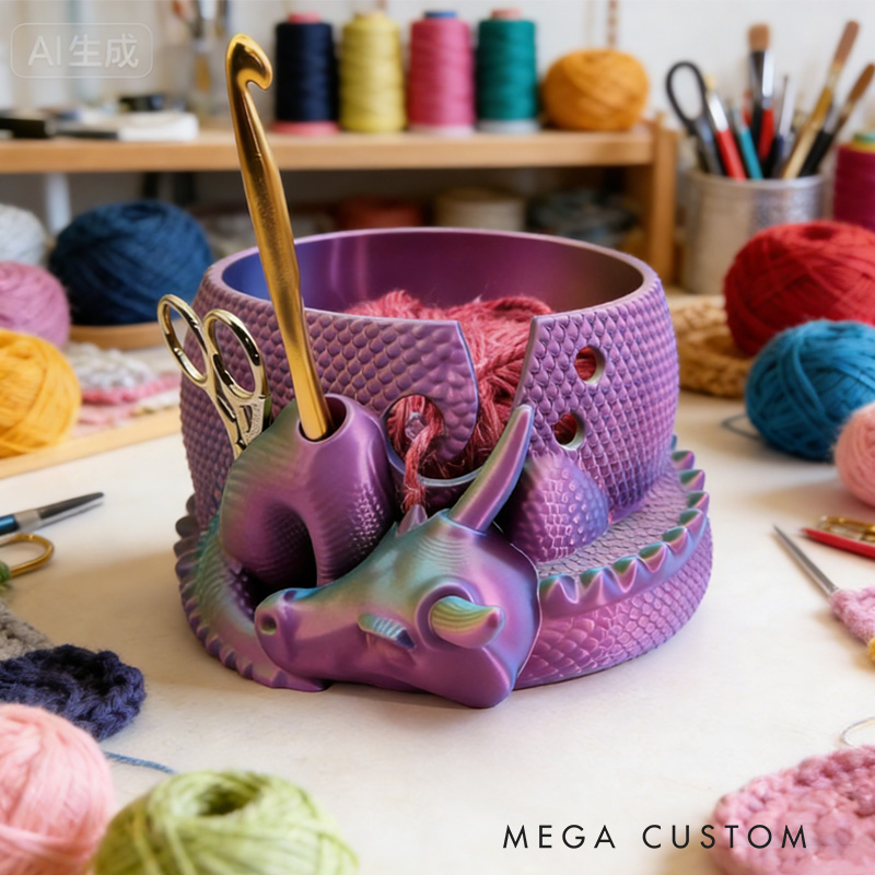 Personalized Dragon Yarn Bowl 3D Printed Dragon Yarn Holder Crochet Tool Holder Knitting Crocheting Gift Ideas Knitting Bowl Yarn Organizer for Mom