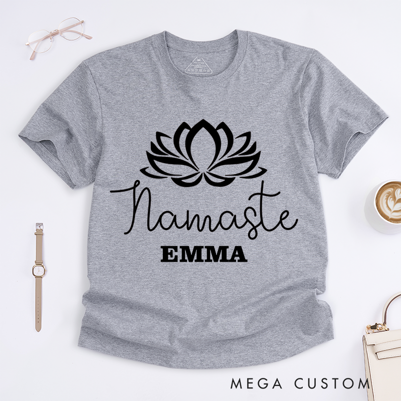 Personalized Lotus Flower T-Shirt Comfort Colors Girly T-Shirt Trendy Tee Cute Meditation Gift Shirt Graphic Tee Spiritual Yoga Shirt