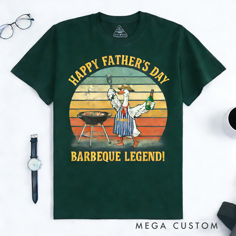 Personalized Barbeque Legend Goose Classic T-Shirts Baking Goose Tee with Name Father's Day Gift