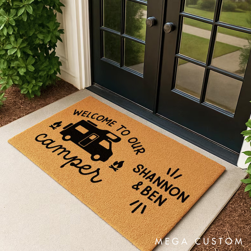 Personalized Welcome to Our Camper Van Doormat Custom Camper Door Mat Doormat Family Name Camping Gifts