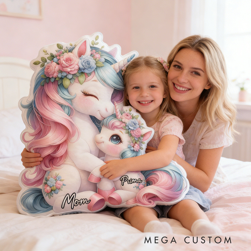 Personalized Dream Horse Pillow Graphic 3D Print Cartoon Mother and Child Print Cushion Gift for Family Kids Mom