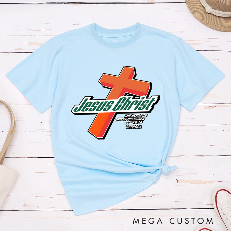 Personalized Jesus Christ Cotton T-Shirt with Name Christian Cross Unisex Classic T-Shirt Faith Shirt Gift Christian Apparel Gift for Jesus Lover