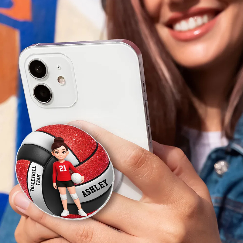 Personalized Volleyball Boy & Girl 3D Effect Magnetic Phone Grip with Custom Name and Player Design Gift for Teen Girl, Teen Boy, Girlfriend 