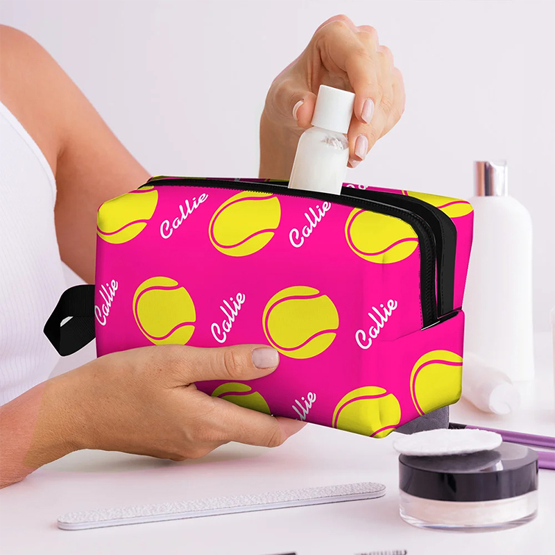 Personalized Sports Themed Toiletry Bag with Custom Name Football, Tennis, Soccer for Sports and Travel Enthusiasts