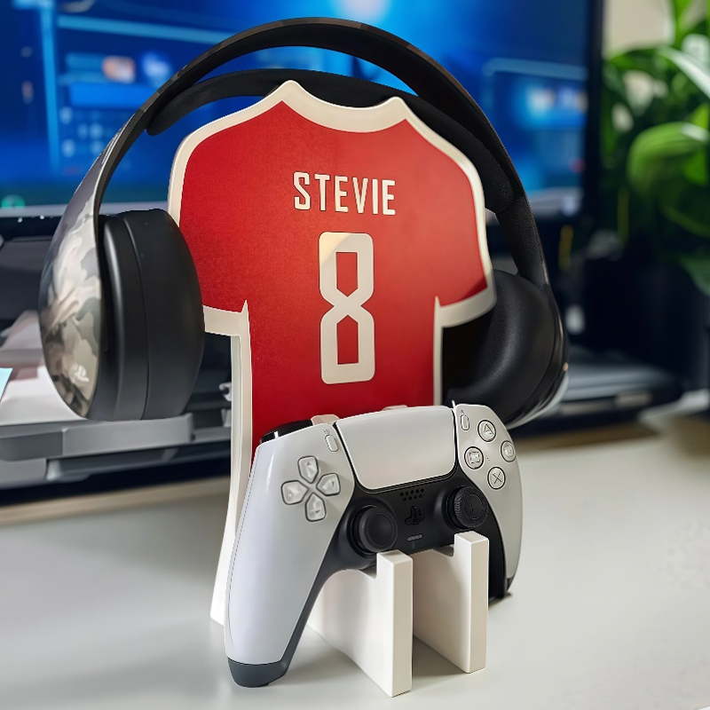 Personalized Jersey Shape Controller Headset Stand with Number and Name Gaming Accessories Desk Decor for Ball Game Lovers 