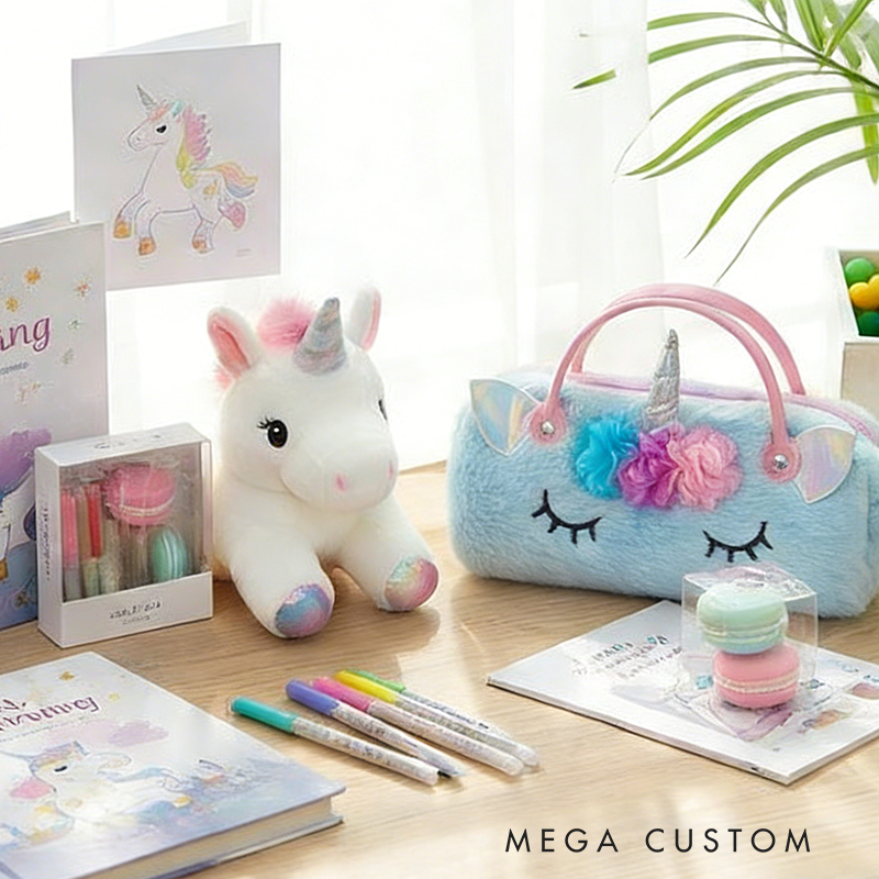 Personalized Dreamy horse Themed Plush Glasses Case Custom Name Handheld Storage Box for Kids