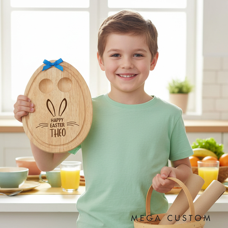 Personalized Wooden Easter Breakfast Board Custom Name Rabbit Design Children's Gift Perfect Easter Gift for Kids