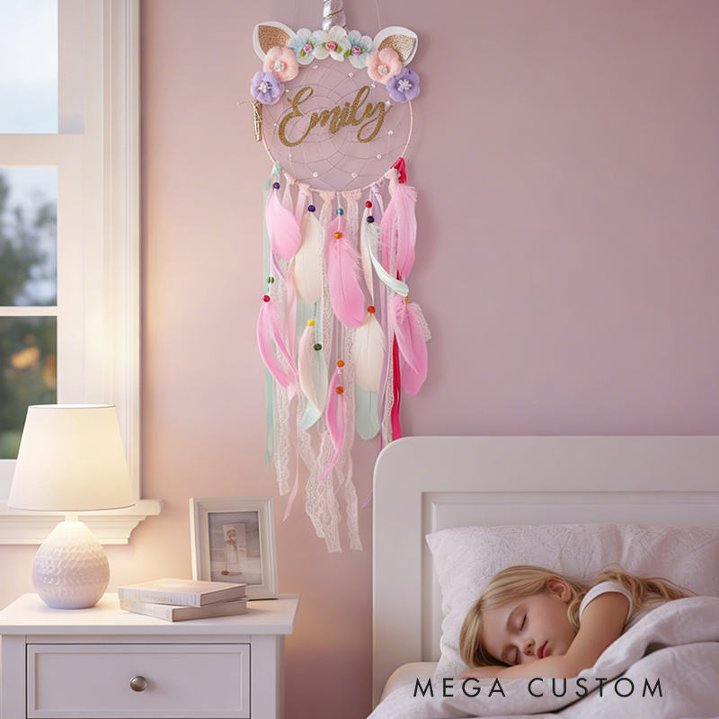 Personalized Dream Horse Dreamcatcher Custom Name Handmade Gift for Kids & Babies