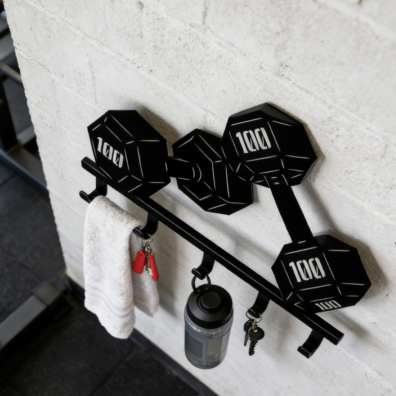 Personalized 3D Printed Dumbbell Key Hook Holder Weightlifting Wall Mount Key Rack Home Gym Wall Decor Metal Key Hooks Fitness Room Decor Key Organizer for Gym Lover