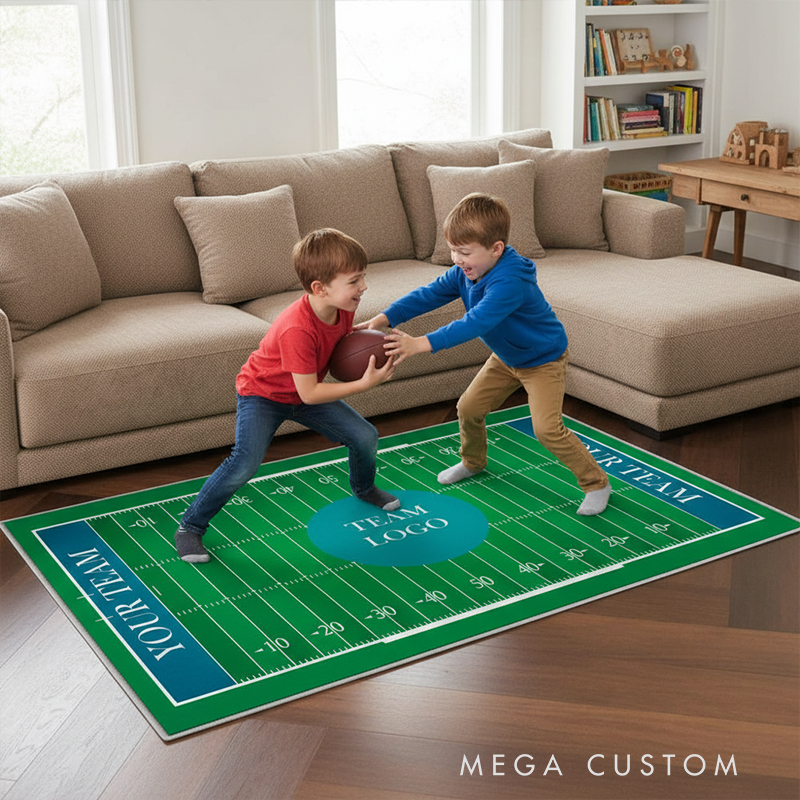 Personalized American Football Rink Rug Custom Team Logo or Name Fun Play Mat for Kids to Inspire Creativity and Active Play  Gift For American Football Lovers