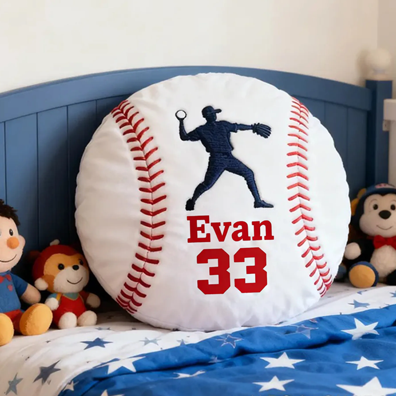 Personalized Baseball Pillow with Custom Name and Player Graphic Gift for kids or Teammates