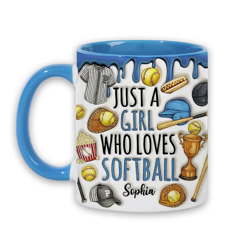 Personalized Softball Mug with Custom Name and Sports Graphics  