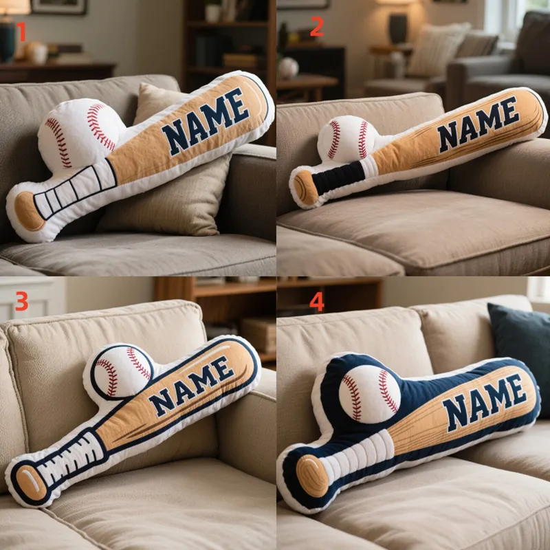 Personalized Baseball Bat and Ball Pillow with Custom Name for Baseball Lovers