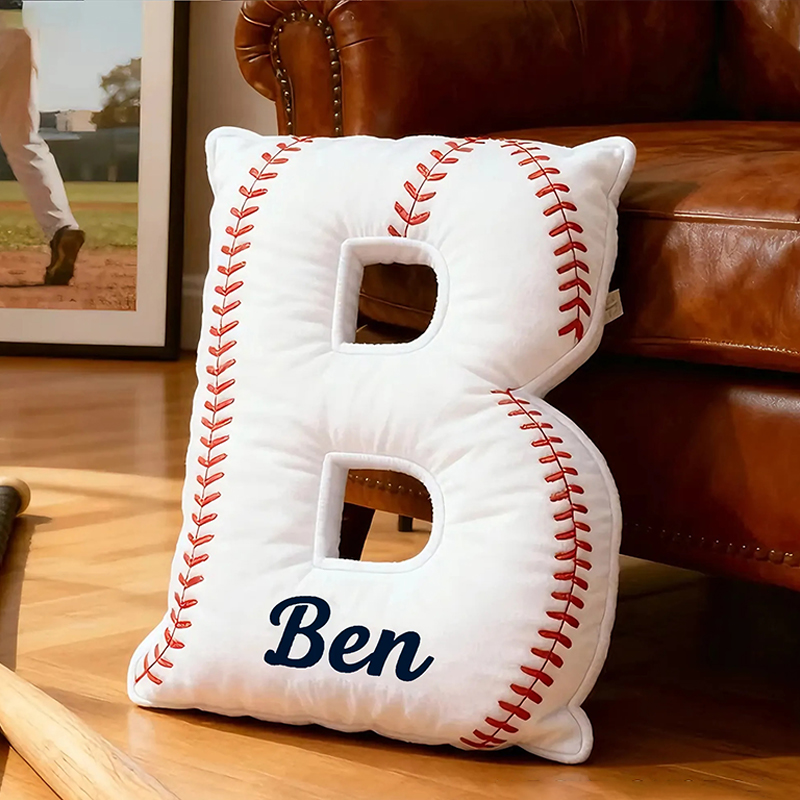 Personalized Baseball Letter Pillow with Custom Name for Sports Fans