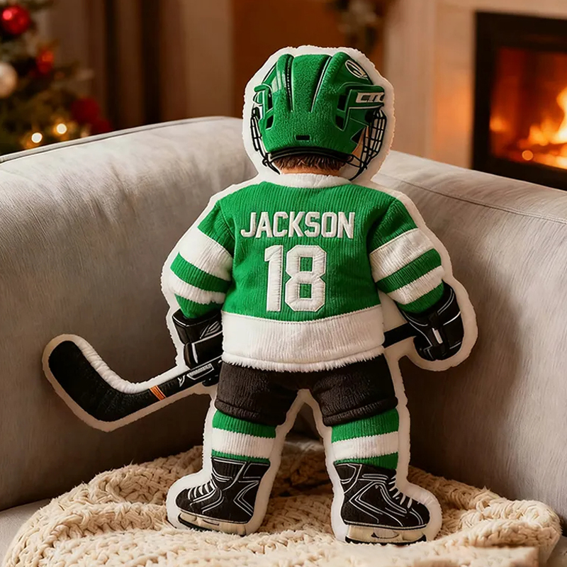 Personalized Graphic3DPrint Ice Hockey Player Pillow with Custom Name and Number Graphic 3D Print