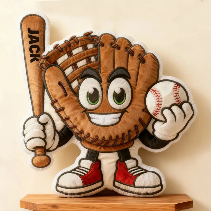 Personalized Baseball Glove Pillow with Custom Name Fun Gift for Baseball Fans