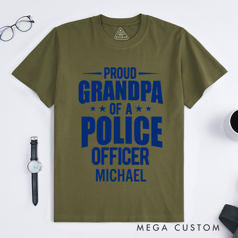 Personalized Policeman T-Shirts Proud Grandpa of a Police Officer Fashion Design T-Shirts