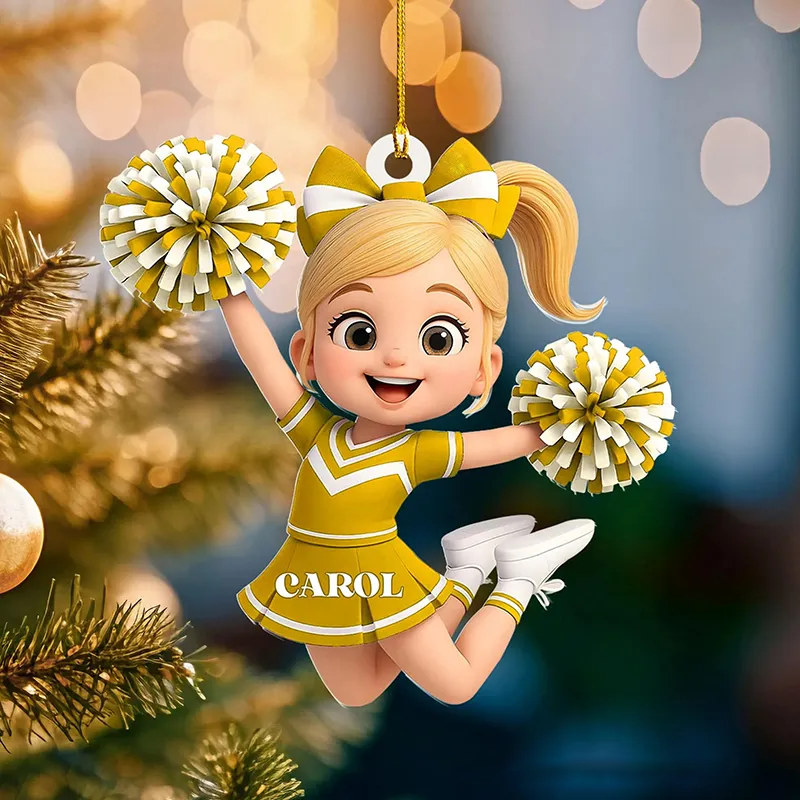 Personalized Acrylic Cheerleader Ornament with Custom Name