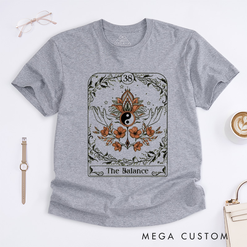 Personalized The Balance Custom Tarot Card Classic T-Shirt Retro T-Shirt Mystical Witch Meliora Tarot T-Shirt Ying Yang Yoga Tee