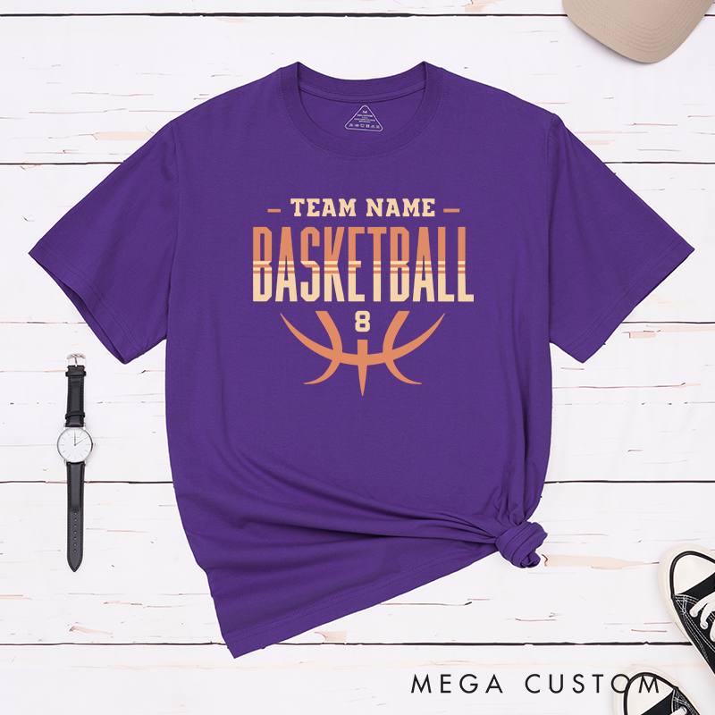 Personalized Basketball Team T-Shirts Customizable with Team Name Player Number Bold Typography and Modern Basketball Graphic Design for a Stylish and Unified Look