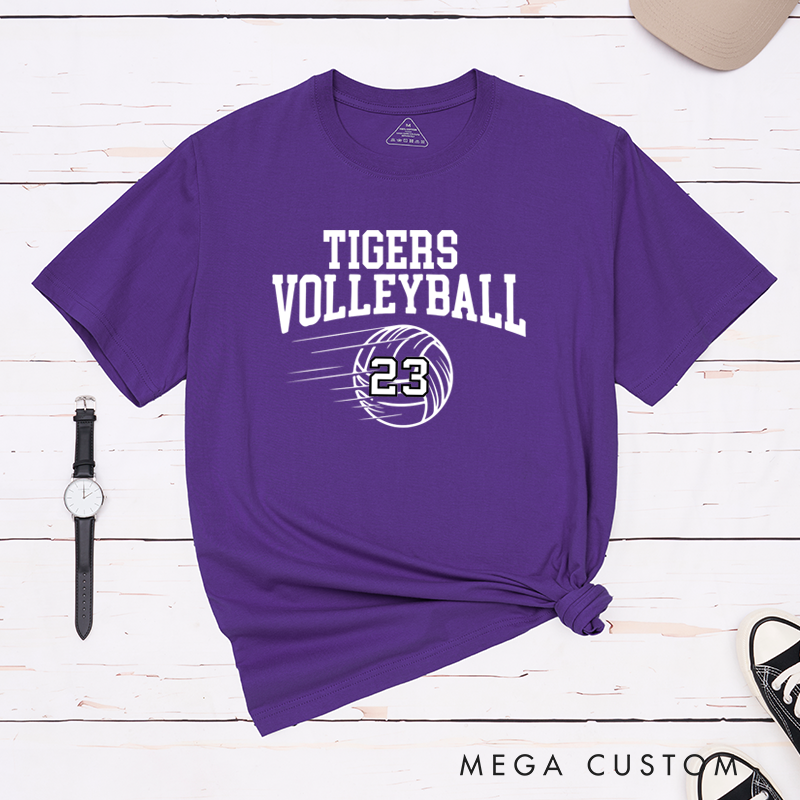 Personalized Volleyball T-Shirts Featuring Your Team Name and Number on the Front