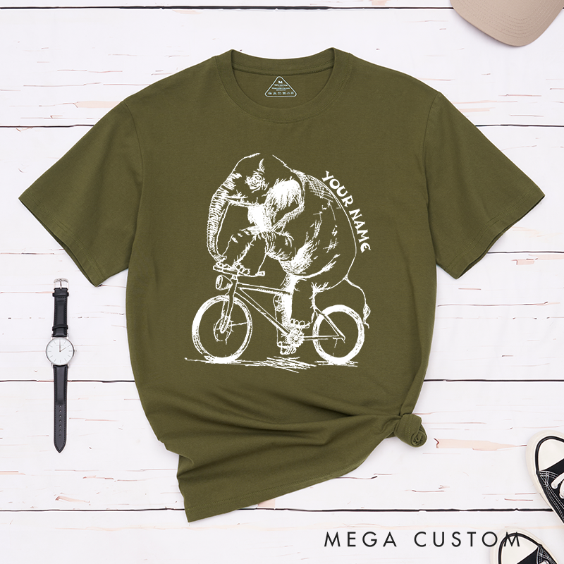 Personalized Elephant Cyclist T-Shirt for Humorous Outdoor Adventures Riding Cycling Biking Enthusiasts