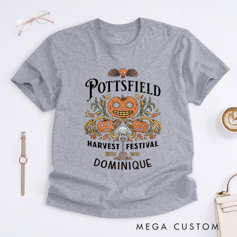 Personalized Pottsfield Harvest Festival Classic T-Shirts Autumn Harvest Shirt Vegetables Fall T-shirt Skeleton Festival Tee Gardening Lover Gift