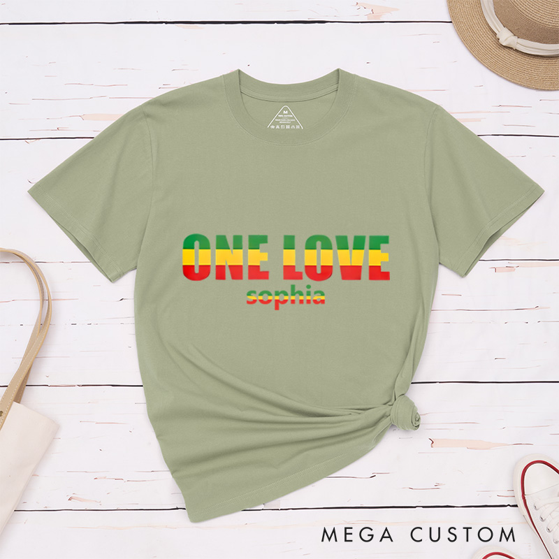 Personalized One Love Rasta T-shirt Mental Health Awareness Motivational Gift
