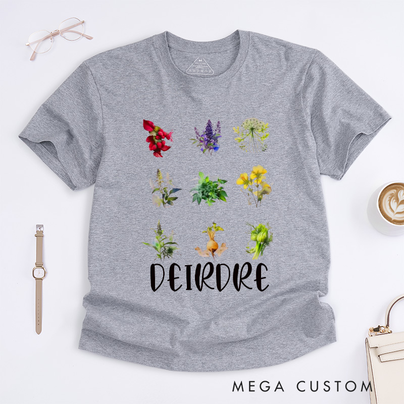 Personalized Women's Reproductive Health Herbs Classic T-Shirts Plant Lover Tee Shirt Gardening Shirt for Gardener Gift Gardening Lover Gift