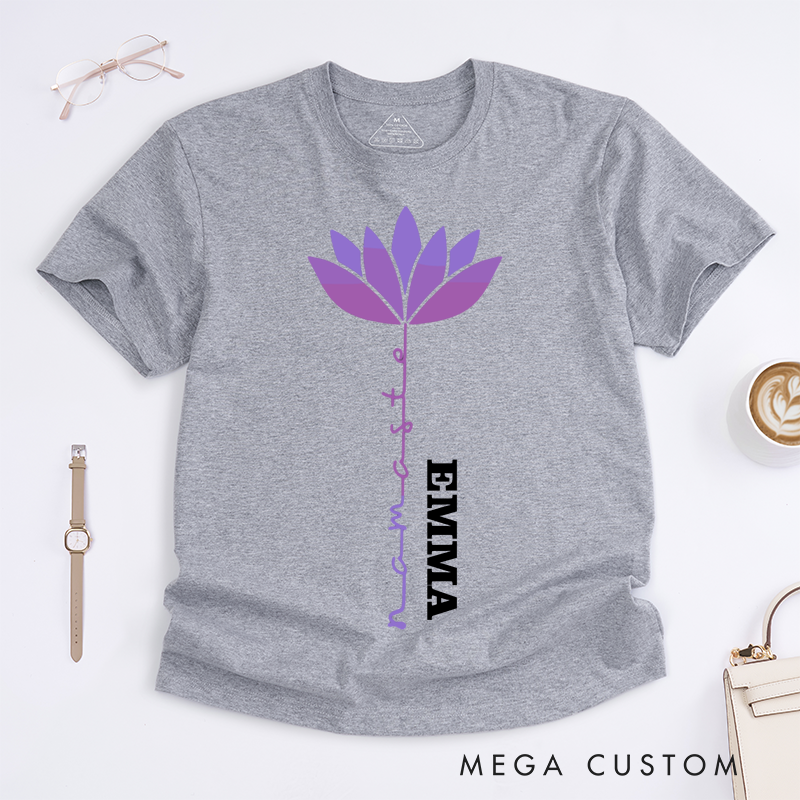 Personalized Yoga Lotus T-shirt Yoga Sports T-shirt Yoga Instructor T-shirt Women Yoga Gift