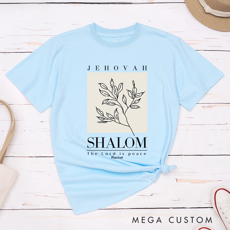 Personalized Bible Verse The Lord Is Peace Classic T-Shirt Cotton Shirt with Branches Birthday Gift Easter Christmas Gift for Christians