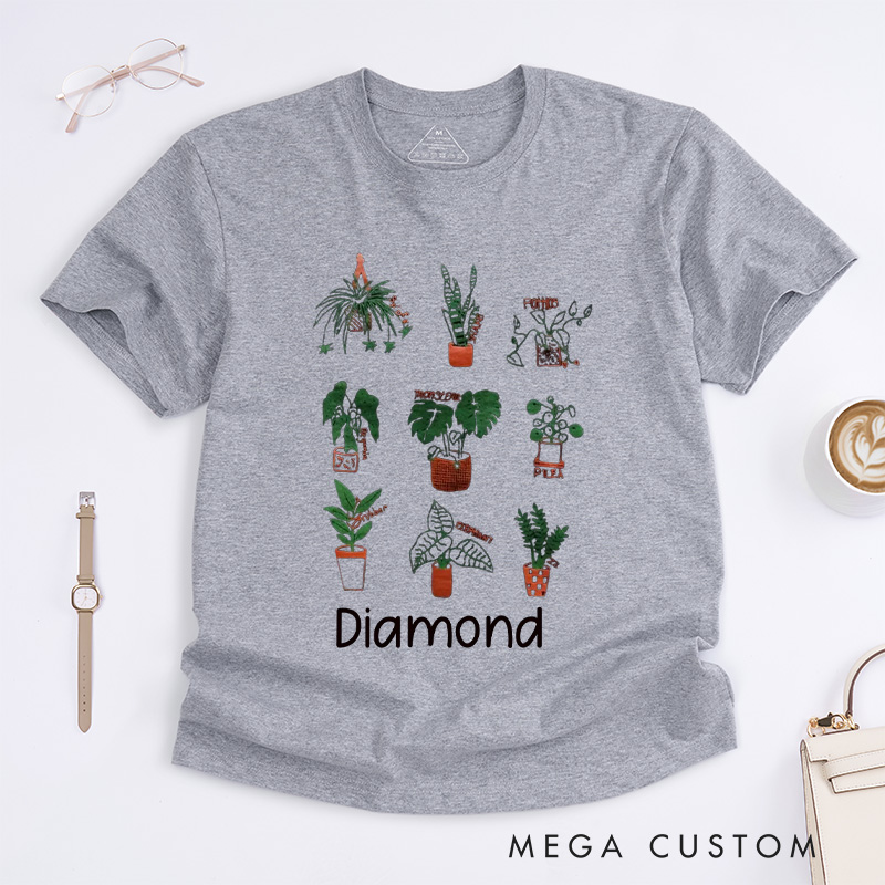 Personalized Plant Classic T-Shirts Plant Screen Printed T Shirt Plant Lover Shirt Gardening Lover Shirt for Gardener Gift Plant Lover Gift